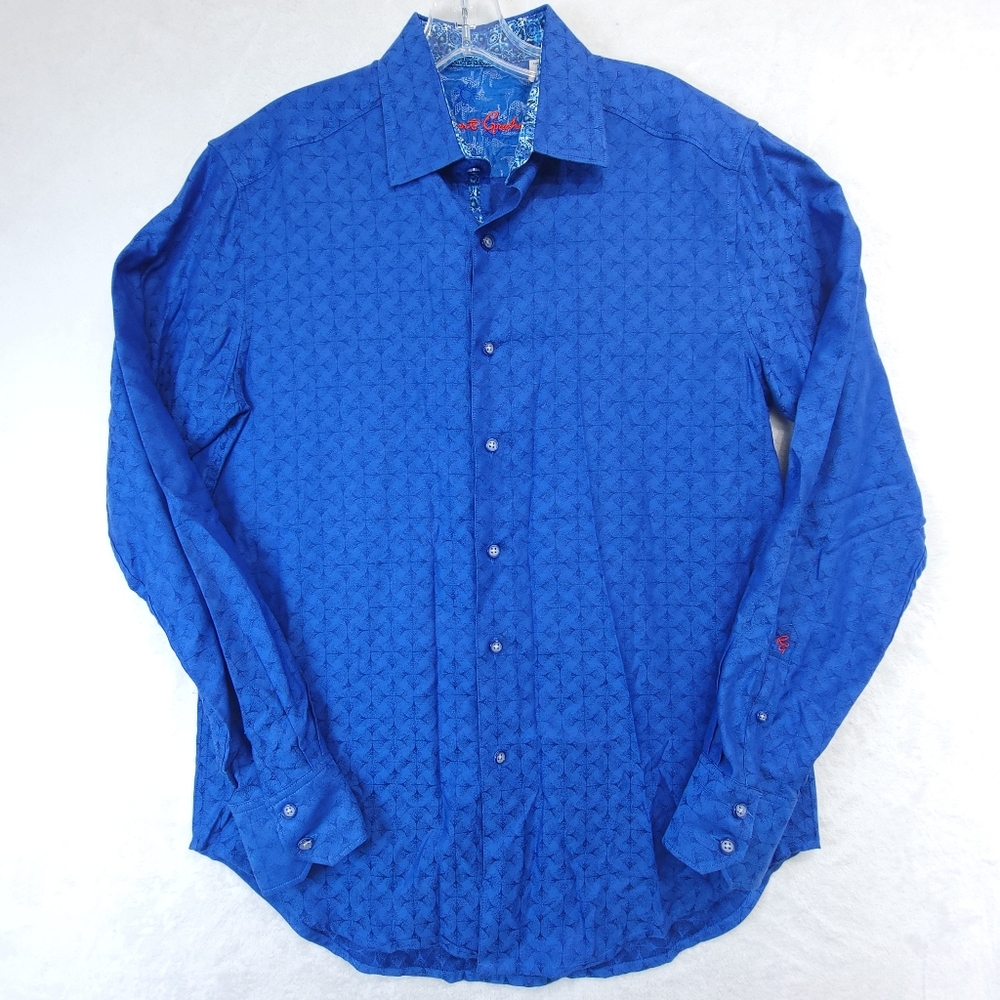 Robert Graham Mens Long Sleeve Button Up Dress Shirt Size S Blue